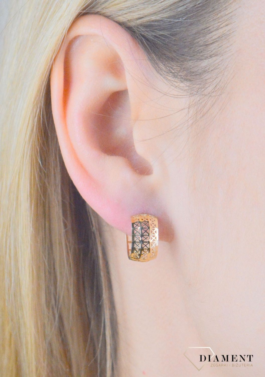 Kolczyki złote wiszące kółka ażurowe próba 375, KL 11243 375.jpg